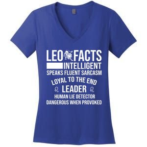 Leo Facts August Leo Zodiac Gift Women's V-Neck T-Shirt