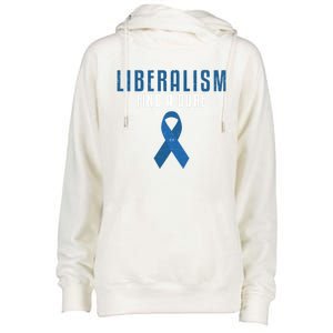 Liberalism Find A Cure Funny Conservative Political Election Meaningful Gift Womens Funnel Neck Pullover Hood