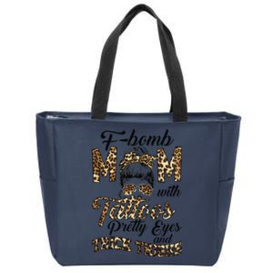 Leopard F Bomb Mom Pretty Eyes Messy Bun Mother's Day Zip Tote Bag