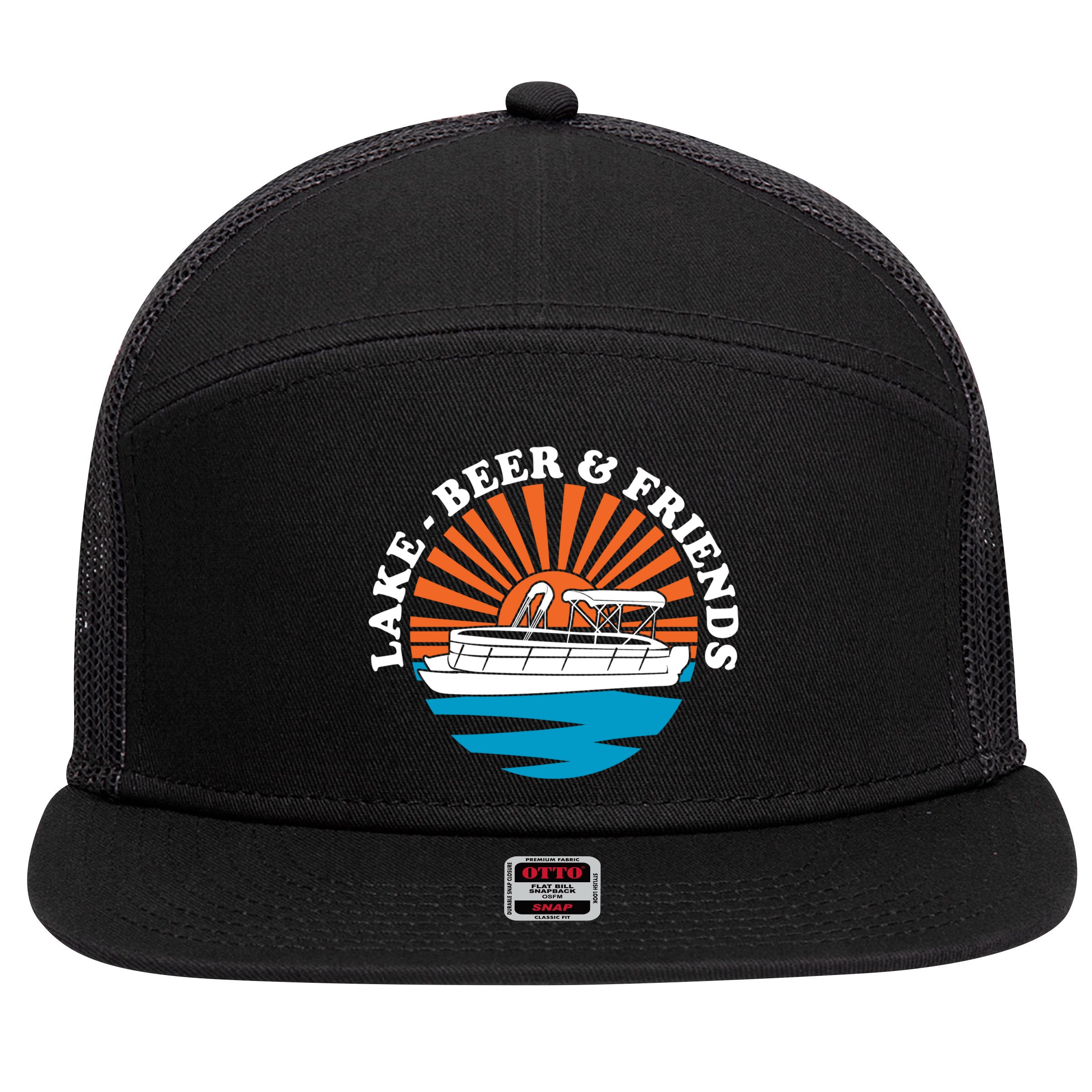 Lake Friends Boating Ing Summer Pontoon Boat Dad Mom Gift 7 Panel Mesh Trucker Snapback Hat
