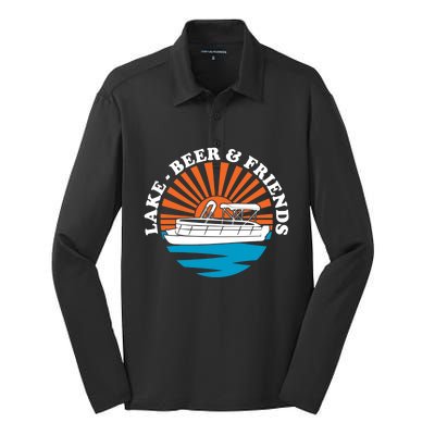 Lake Friends Boating Ing Summer Pontoon Boat Dad Mom Gift Silk Touch Performance Long Sleeve Polo