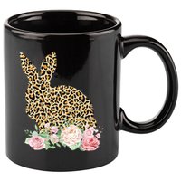 Leopard Floral Bunny 11oz C Handle Ceramic Mug
