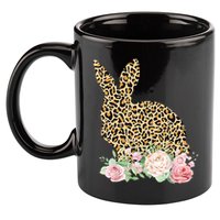Leopard Floral Bunny 11oz C Handle Ceramic Mug