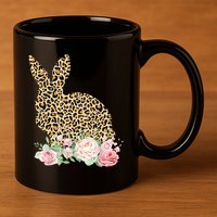 Leopard Floral Bunny 11oz C Handle Ceramic Mug