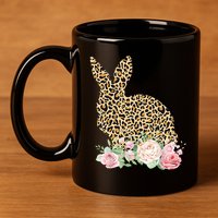 Leopard Floral Bunny 11oz C Handle Ceramic Mug