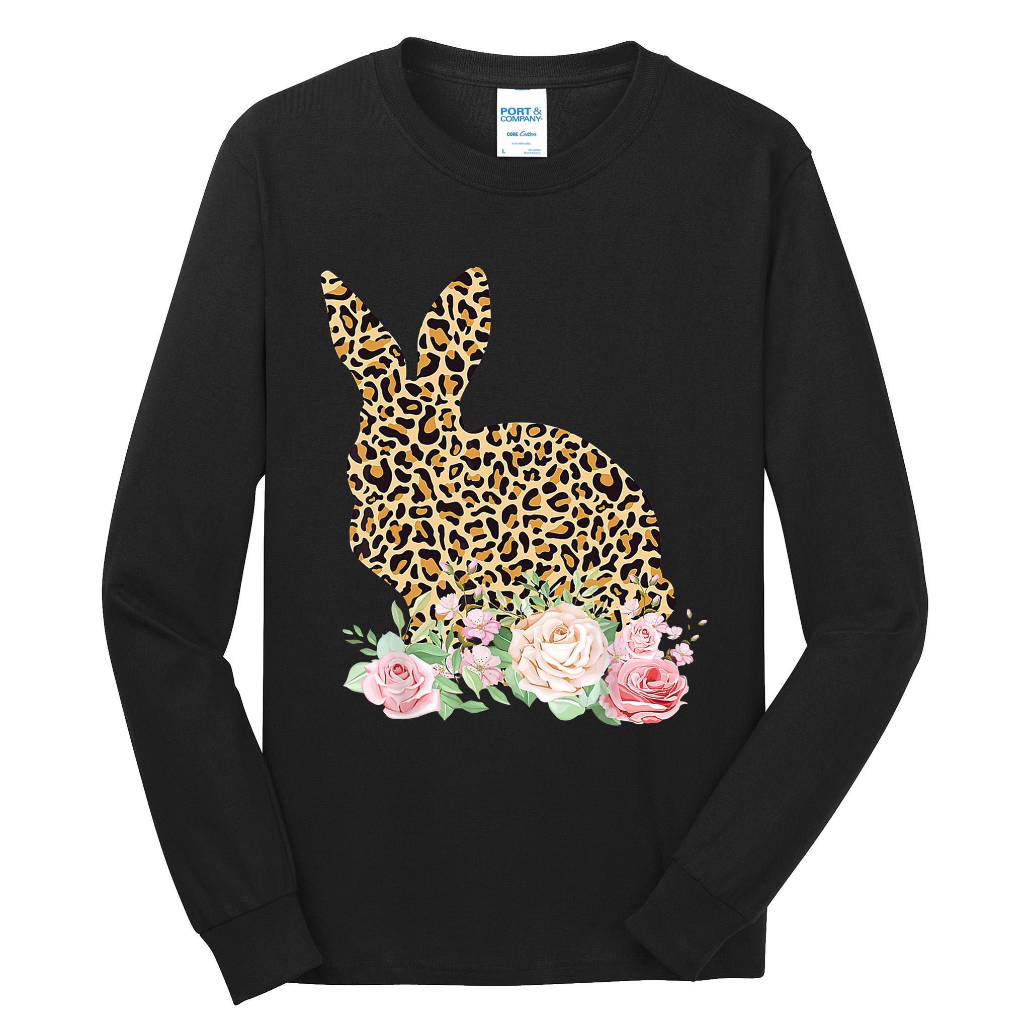 Leopard Floral Bunny Tall Long Sleeve T-Shirt