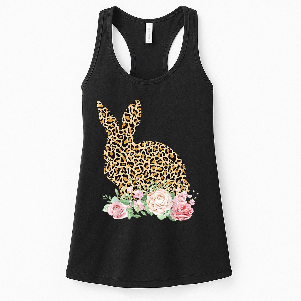 Leopard Floral Bunny Womens Tank Top
