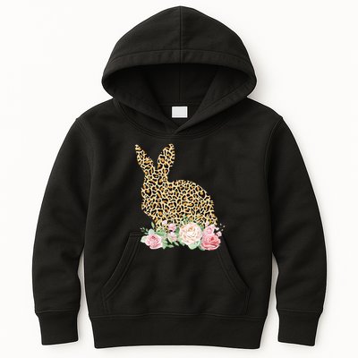 Leopard Floral Bunny Kids Hoodie