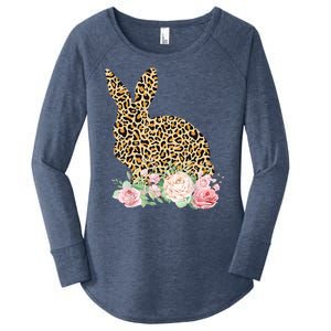 Leopard Floral Bunny Women's Perfect Tri Tunic Long Sleeve Shirt