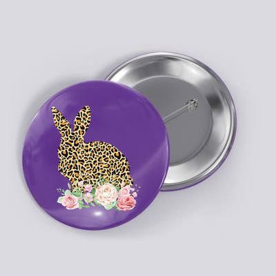Leopard Floral Bunny Button