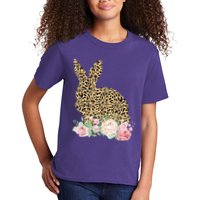 Leopard Floral Bunny Kids T-Shirt