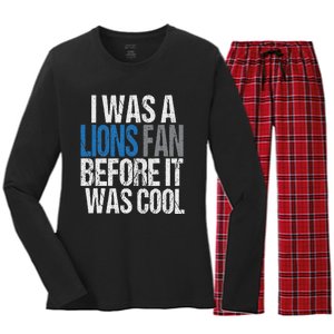 Lions Fan Before It Was Cool Lions Gear Lions Fan Women's Long Sleeve Flannel Pajama Set 