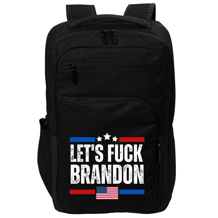 LetS F Brandon Conservative Anti Liberal Us Flag Impact Tech Backpack