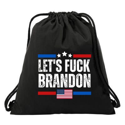 LetS F Brandon Conservative Anti Liberal Us Flag Drawstring Bag
