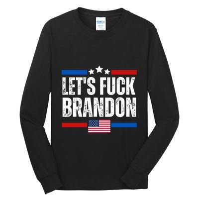 LetS F Brandon Conservative Anti Liberal Us Flag Tall Long Sleeve T-Shirt