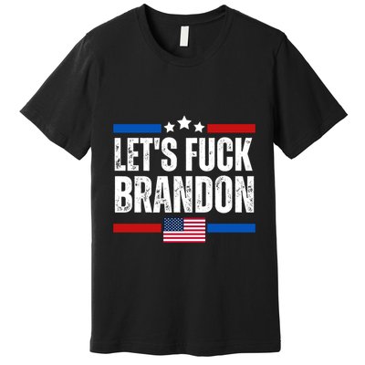 LetS F Brandon Conservative Anti Liberal Us Flag Premium T-Shirt