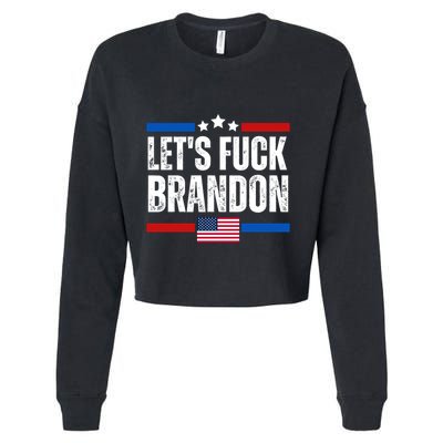 LetS F Brandon Conservative Anti Liberal Us Flag Cropped Pullover Crew