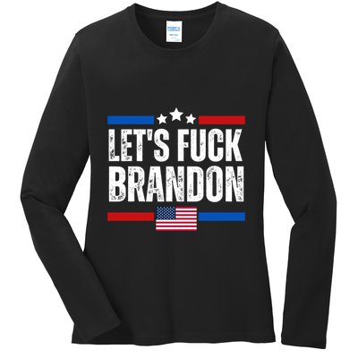 LetS F Brandon Conservative Anti Liberal Us Flag Ladies Long Sleeve Shirt