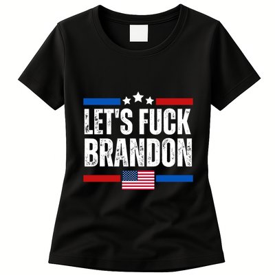 LetS F Brandon Conservative Anti Liberal Us Flag Womens T-Shirt