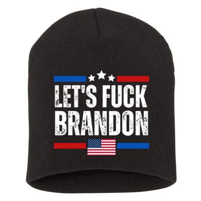 LetS F Brandon Conservative Anti Liberal Us Flag Short Acrylic Beanie