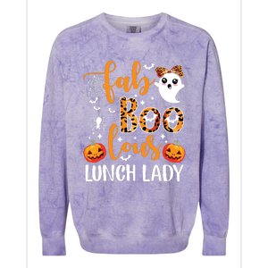 Leopard Fab Boo Lous Lunch Lady Team Teacher Halloween Colorblast Crewneck Sweatshirt