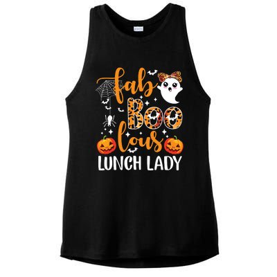 Leopard Fab Boo Lous Lunch Lady Team Teacher Halloween Ladies PosiCharge Tri-Blend Wicking Tank