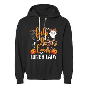 Leopard Fab Boo Lous Lunch Lady Team Teacher Halloween Garment-Dyed Fleece Hoodie