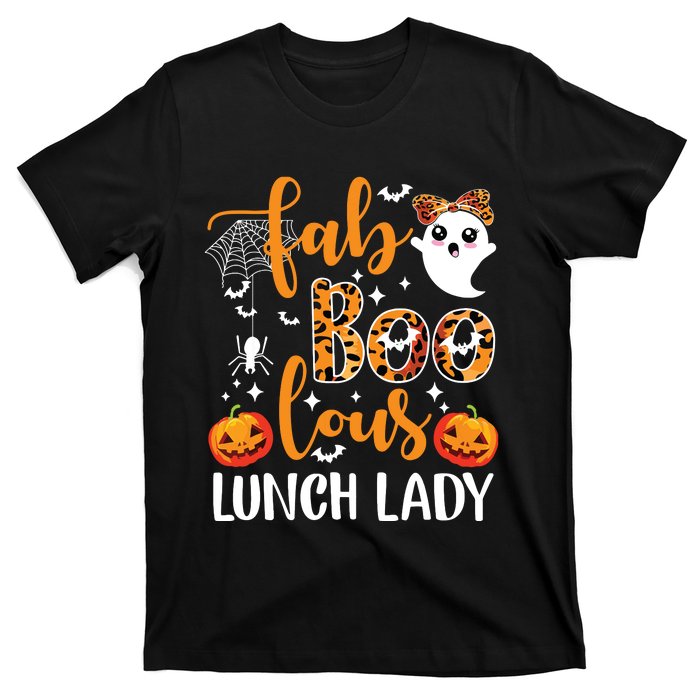 Leopard Fab Boo Lous Lunch Lady Team Teacher Halloween T-Shirt