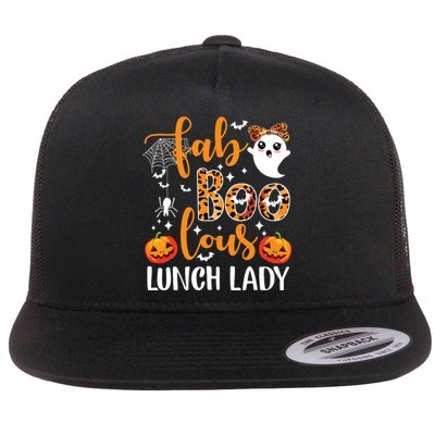 Leopard Fab Boo Lous Lunch Lady Team Teacher Halloween Flat Bill Trucker Hat