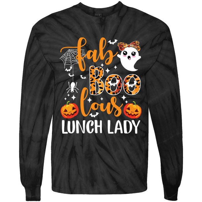 Leopard Fab Boo Lous Lunch Lady Team Teacher Halloween Tie-Dye Long Sleeve Shirt