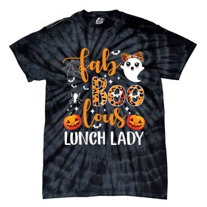 Leopard Fab Boo Lous Lunch Lady Team Teacher Halloween Tie-Dye T-Shirt