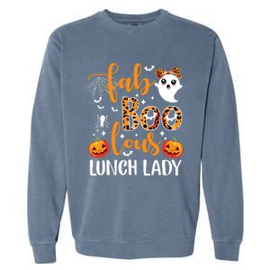 Leopard Fab Boo Lous Lunch Lady Team Teacher Halloween Garment-Dyed Sweatshirt