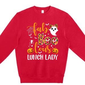 Leopard Fab Boo Lous Lunch Lady Team Teacher Halloween Premium Crewneck Sweatshirt