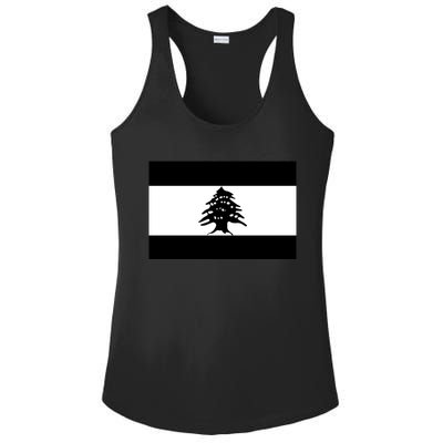 Lebanon Flag Black And White Ladies PosiCharge Competitor Racerback Tank