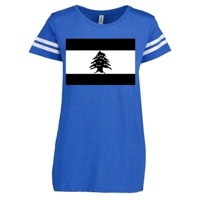 Lebanon Flag Black And White Enza Ladies Jersey Football T-Shirt