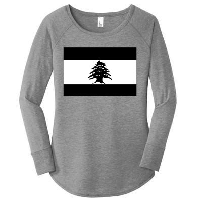 Lebanon Flag Black And White Women's Perfect Tri Tunic Long Sleeve Shirt