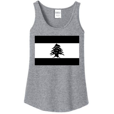 Lebanon Flag Black And White Ladies Essential Tank