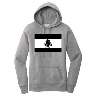 Lebanon Flag Black And White Women's Pullover Hoodie