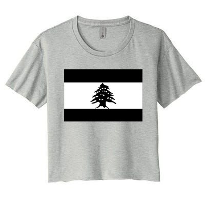 Lebanon Flag Black And White Women's Crop Top Tee