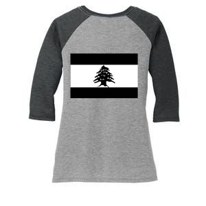 Lebanon Flag Black And White Women's Tri-Blend 3/4-Sleeve Raglan Shirt