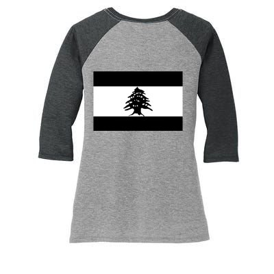 Lebanon Flag Black And White Women's Tri-Blend 3/4-Sleeve Raglan Shirt