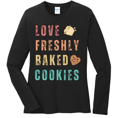 LOVE FRESHLY BAKED COOKIES Ladies Long Sleeve Shirt