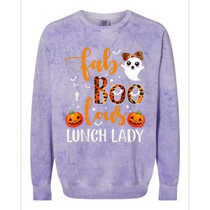 Leopard Fab Boo Lous Lunch Lady Team Teacher Halloween Colorblast Crewneck Sweatshirt