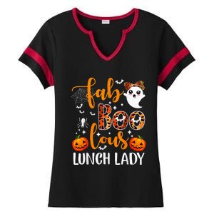 Leopard Fab Boo Lous Lunch Lady Team Teacher Halloween Ladies Halftime Notch Neck Tee