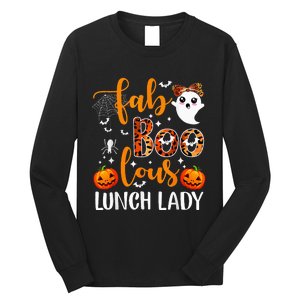 Leopard Fab Boo Lous Lunch Lady Team Teacher Halloween Long Sleeve Shirt