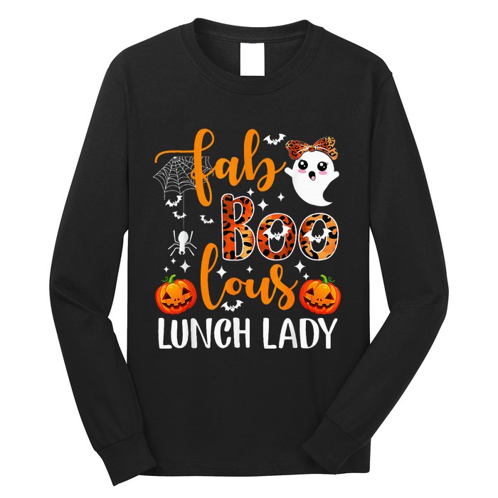 Leopard Fab Boo Lous Lunch Lady Team Teacher Halloween Long Sleeve Shirt