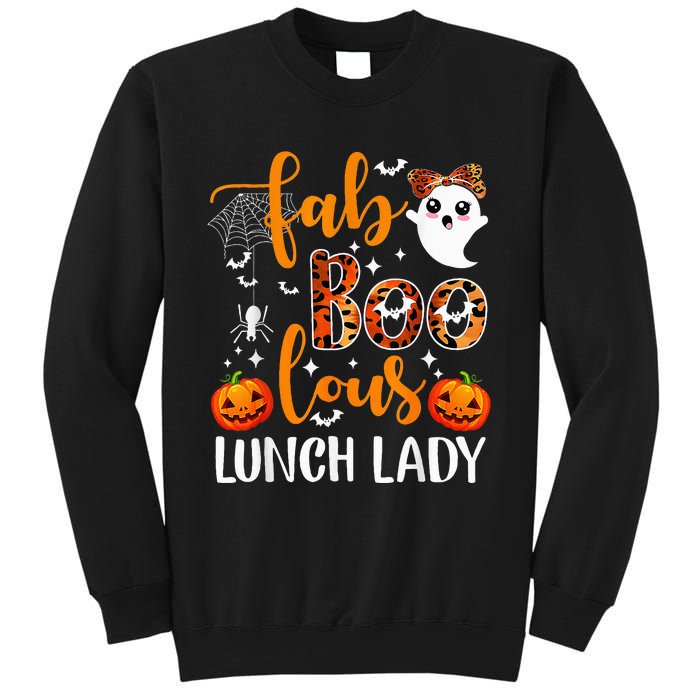 Leopard Fab Boo Lous Lunch Lady Team Teacher Halloween Sweatshirt