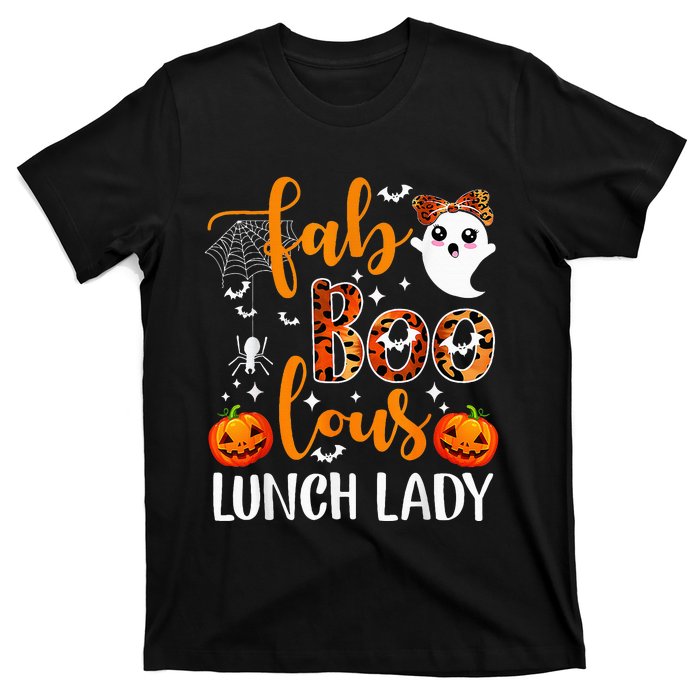 Leopard Fab Boo Lous Lunch Lady Team Teacher Halloween T-Shirt