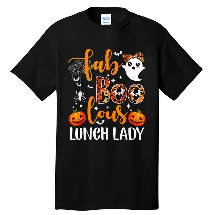 Leopard Fab Boo Lous Lunch Lady Team Teacher Halloween Tall T-Shirt