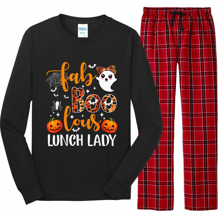 Leopard Fab Boo Lous Lunch Lady Team Teacher Halloween Long Sleeve Pajama Set